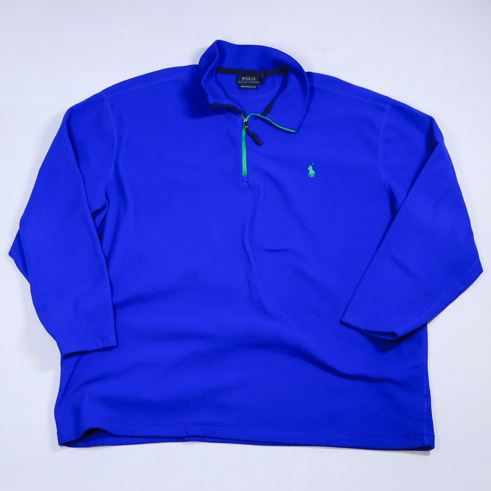 Polo Ralph Lauren Fleece Pullover Mens 2XB Blue Quarter Zip Performance Top